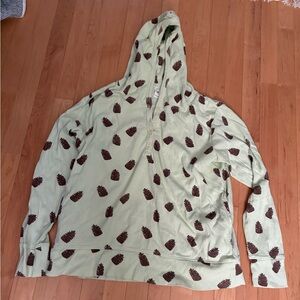 Green Hoodie with Pinecone Print
